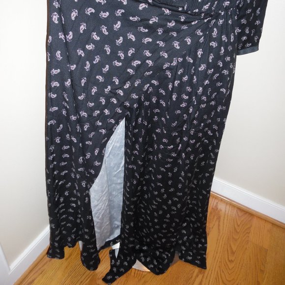 Sisley France Floral Fit &Flare Maxi Dress in Paisley Black Cocktail Longsleeve - Picture 7 of 11